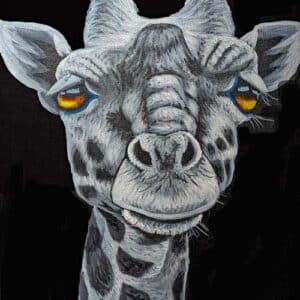 Black and White Dramatic Giraffe Art