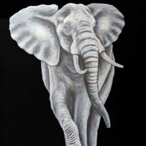 Elephant Painting Black and White