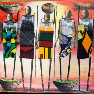African Women with fabric art