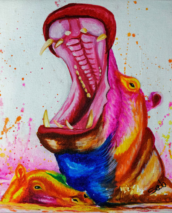 Roaring Hippo Art Print