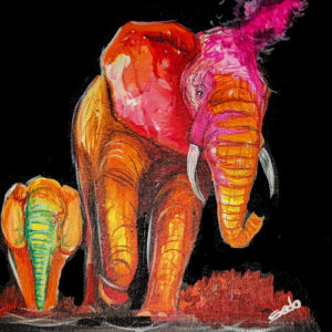 Elephant Art Black splatter