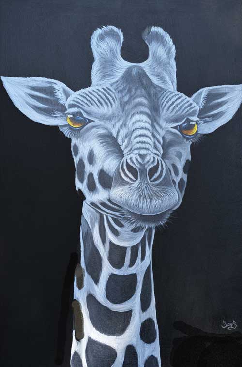 Black and White Dramatic Giraffe Art